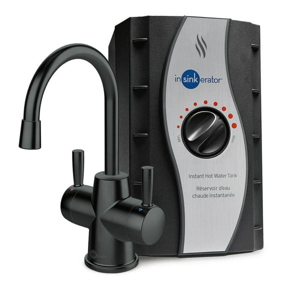 InSinkErator HOT250 Instant Hot and Cold Water Dispenser, 2-Handle 8.21 in. Water Faucet in Matte Black with Tank, HC250MBLK-SS