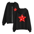 thumbnail image 3 of BiZtdJrK Zip Up Hoodies for Women Casual Drawstring Hooded Sweatshirts Jackets Trendy Stars Printed Long Sleeve Jackets Going Out Tops with Pockets Sales of The Day Lightning Black 3XL, 3 of 4