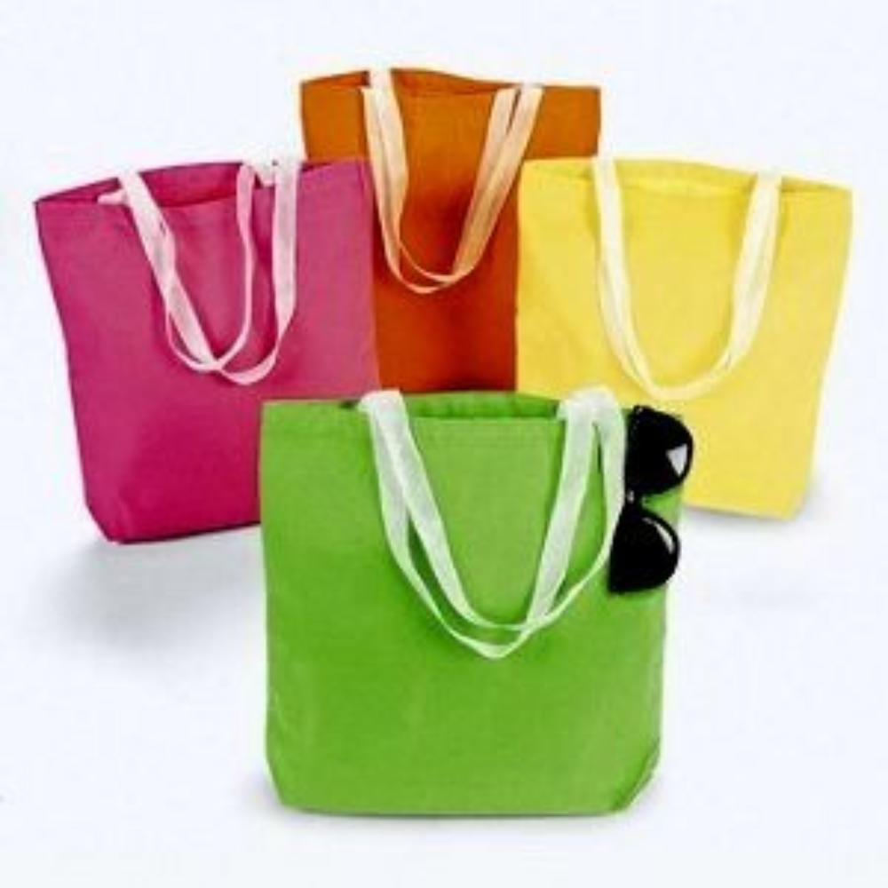  12 Cotton Tote Gift Bags 11 Inch X 12.5 Inch Assorted Colors