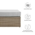 thumbnail image 6 of Ottoman Lounge Chair, Grey Gray, Rattan, Wicker, Outdoor Patio Balcony Cafe Bistro Garden Hospitality Restaurant, Modern Contemporary HB34602, 6 of 7