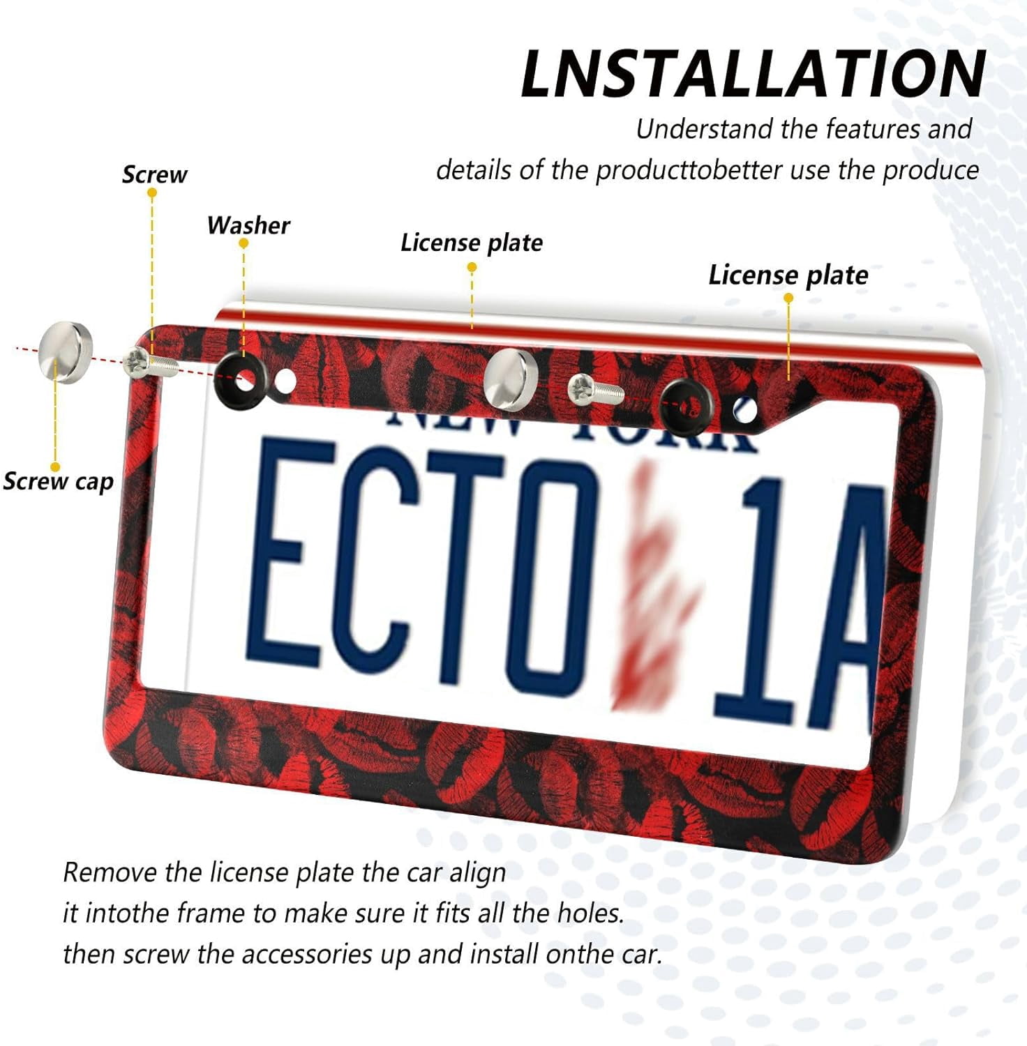 Red Laser-Etched License Plate Bolt Covers For Kia – Anti-Rust Metal Screw Caps