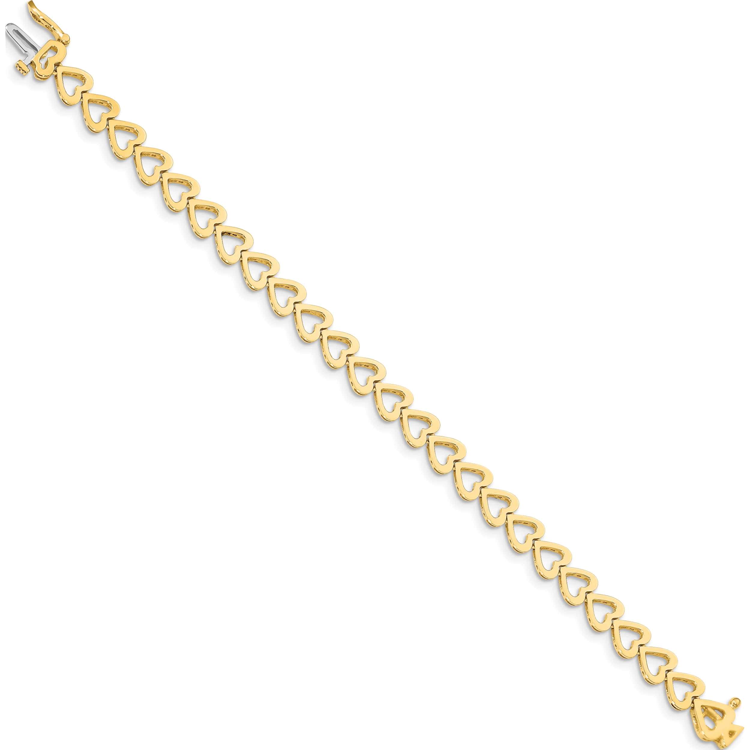 14K Yellow Gold Holds 25 Stones Up To 2.75mm Heart-Shaped Add-A-Dia.  Bracelet (7 X 7.5) Made In Mexico x849