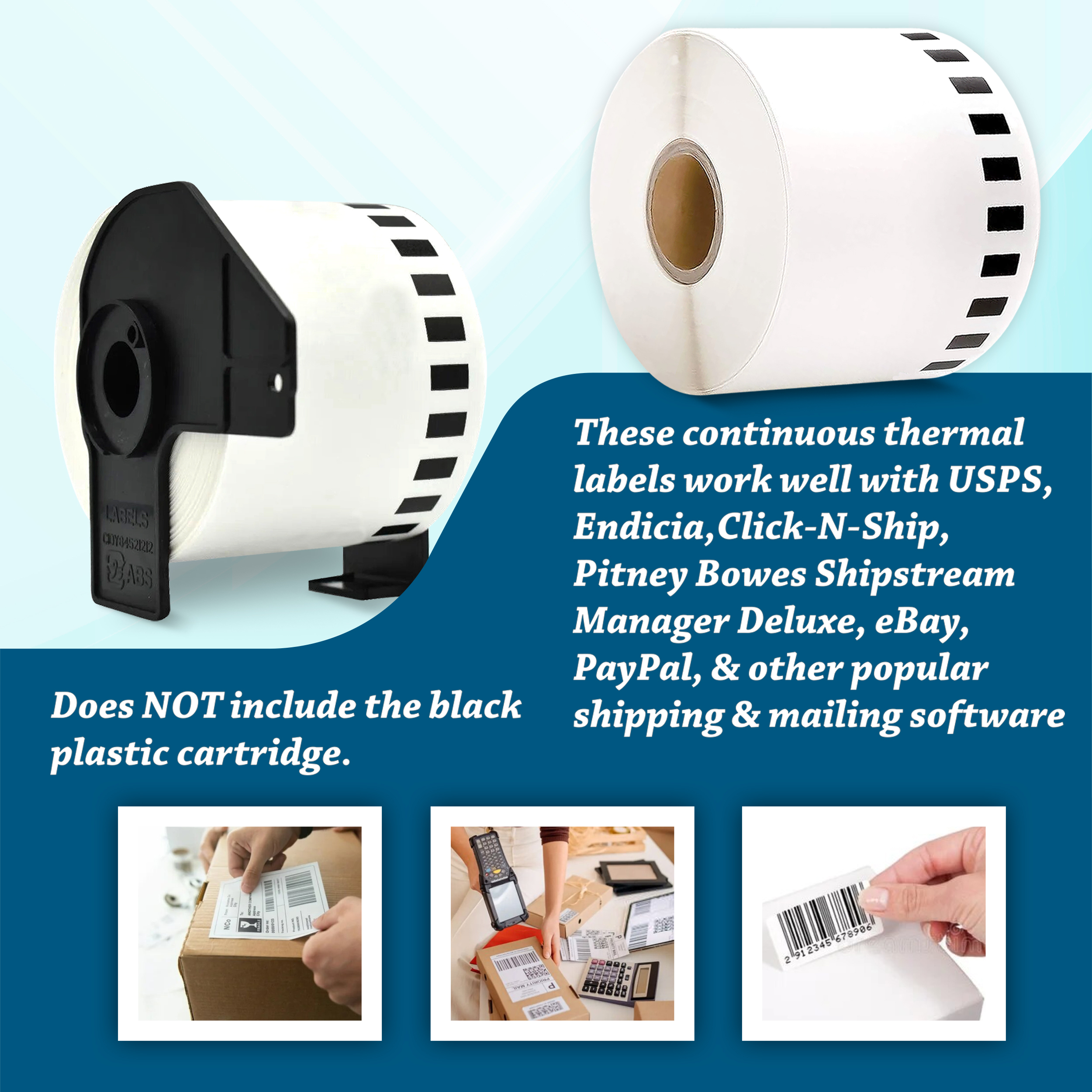Brother 2205 Compatible Labels | 6 Rolls | 10" x 8" | Sticky, Name Badges | Continuous Feed
