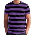 thumbnail image 3 of Mens Short Sleeve T-Shirts Striped Casual Crewneck Basic Shirt Color Block Stretch Summer Beach Tees Purple 3Xl, 3 of 4