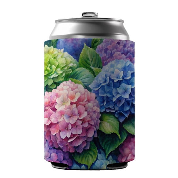 Hydrangeas Colorful Flowers Beautiful Drink Beer Soda Insulated Sleeve Holder Can Cooler Hugger