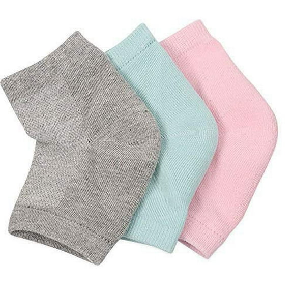 3 Pairs Soft Vented Moisturizing Gel Heel Socks with Spa Quality Botanical Gel Day & Night Care Skin Open Toe Socks for Dry Hard Cracked Skin