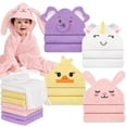 thumbnail image 1 of Juego de toallas de baño para bebés CandyHome, 12 piezas con toallas con capucha para animales, 1 of 7