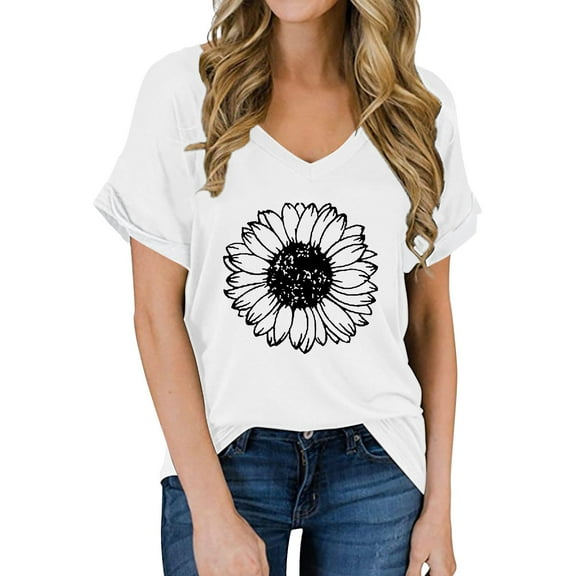 WTXUE T-Shirts Short Sleeve, Crew Neck Shirts for Women T Shirts V-Neck for Women Lightweight Soft Summer Outf Tees Casual Tops for Women's Plus White S