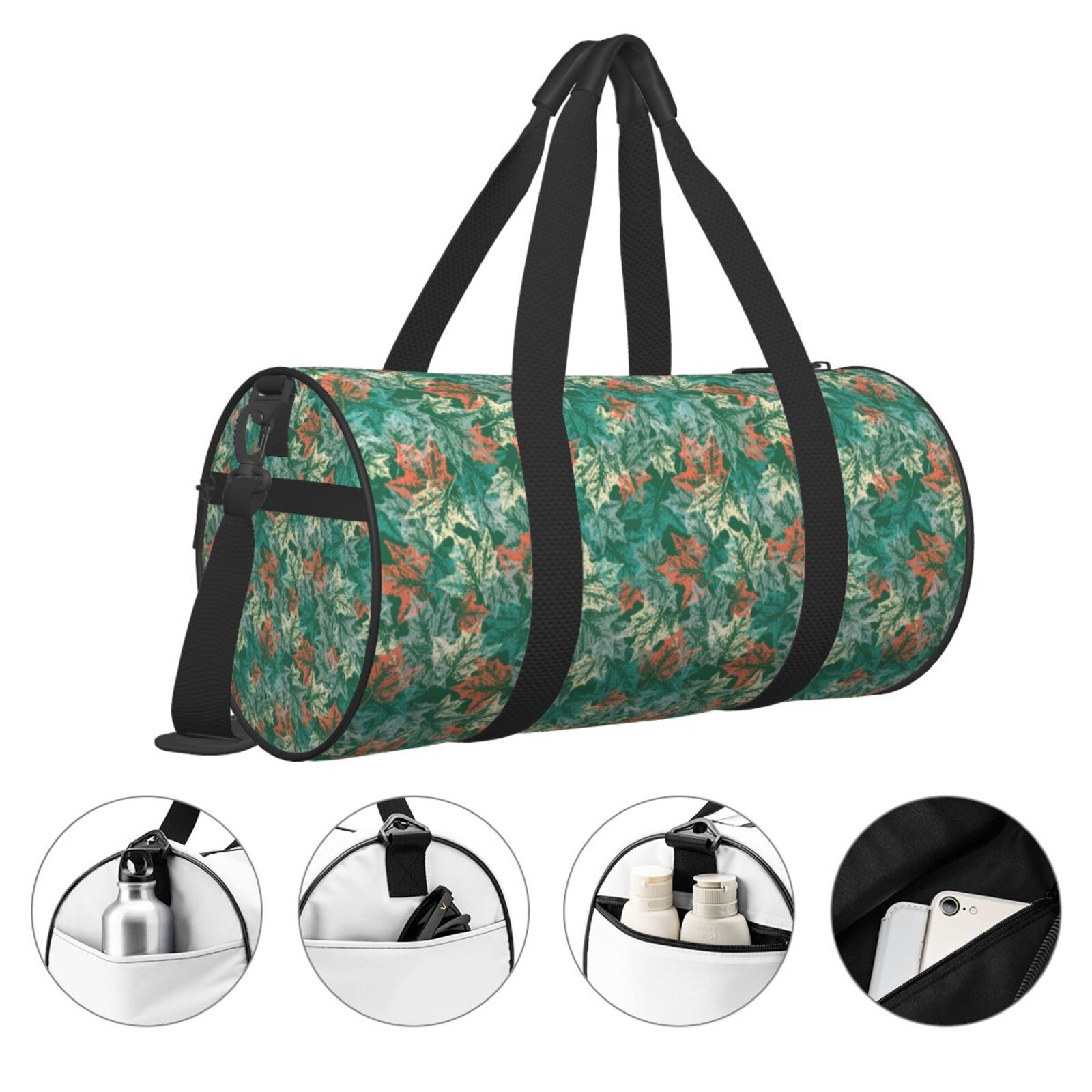 Vsdgher Autumn Maple Leaves 1 45L Foldable Duffel Bag, Sports Gym Bag,Overnight Bag, Portable Weekender Bag for Airplanes
