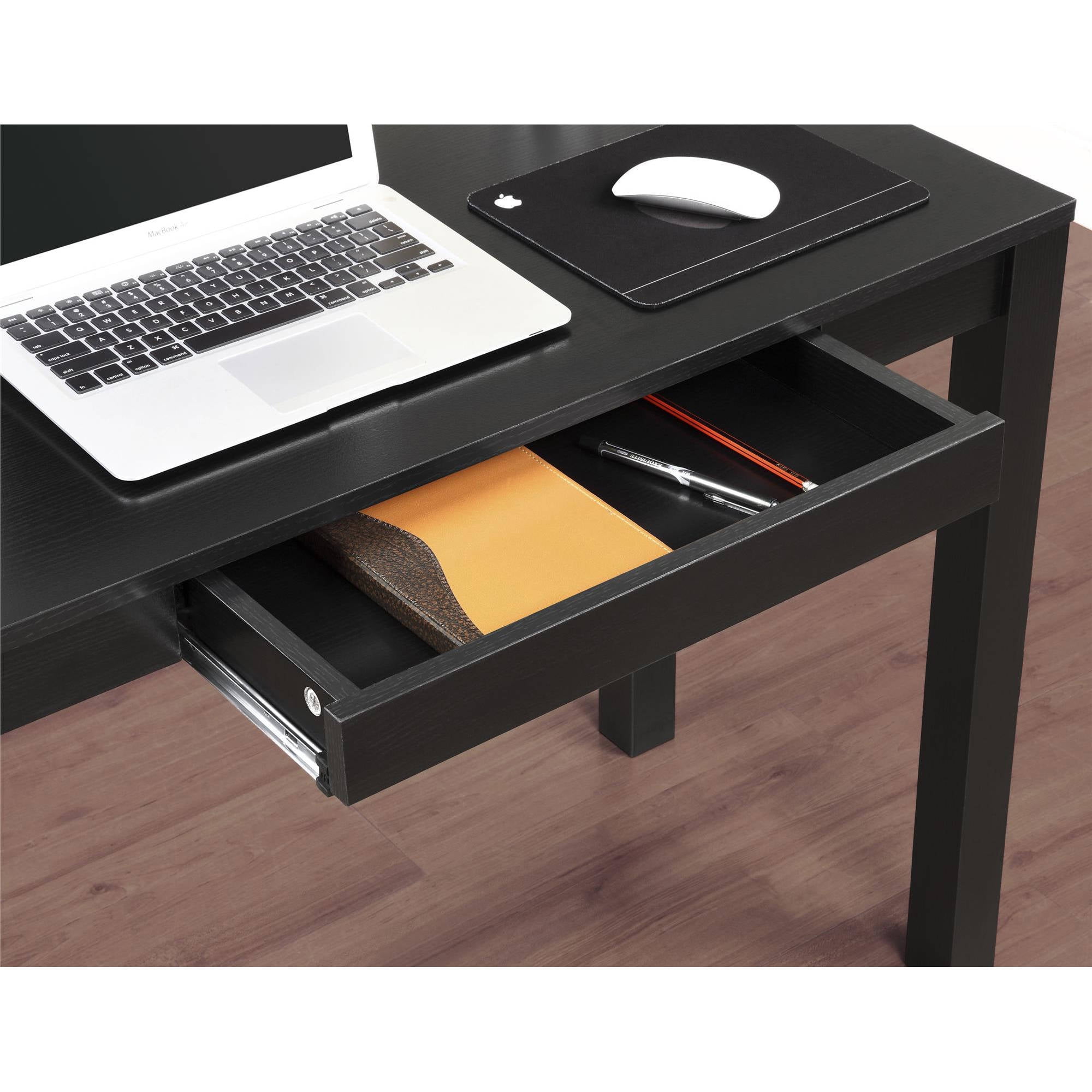 Ameriwood Home Parsons Desk with Drawer Black Oak 