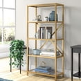thumbnail image 2 of Evelyn&Zoe Etta 63" Tall Rectangular Bookcase, Brushed Brass, 2 of 7