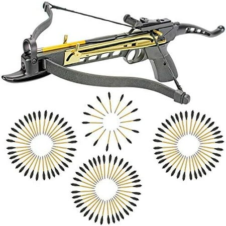 Pistol Crossbow Self-Cocking 80 LBS with Adjustable Sights and a Total of 123 Aluminim Arrow Bolt Set