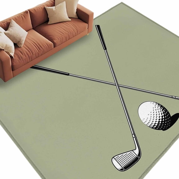 5x7 Area Rugs for Living Room, Golf Ball Club Non Slip Area Rugs for Kitchen Bedroom Entryway, Sports Abstract Vintage Green Washable Carpet Runner Rug Floor Mats for Bedroom Home Decor