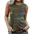 thumbnail image 2 of Summer Saving Usmisi Tank Tops Sunflower Print Crewneck Sleeveless T Shirts for Women Plus Size Casual Summer Racerback Vest Blouse Army Green XXXL Up to 65% off, 2 of 5