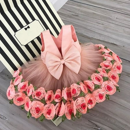 

Puloru Girls Flower Dress Toddler Kids Summer Princess Sleeveless Wedding Dress