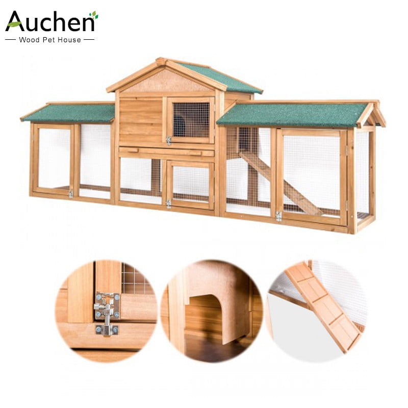 waterproof two floors chicken coop animal house auchen large wooden cat house rabbit hutch pet cage bunny hutch with iron wire grid and wooden ladder
