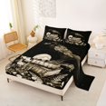 thumbnail image 2 of Feelyou Spooky Raven Skull Bed Sheets, Boho Floral Book Full Size Sheets, Black Sepia, 4-Piece, 1 Flat Sheet, 1 Fitted Sheet and 2 Pillowcases, 2 of 5