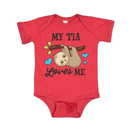 

Inktastic My Tia Loves Me with Sloth and Hearts Gift Baby Boy or Baby Girl Bodysuit