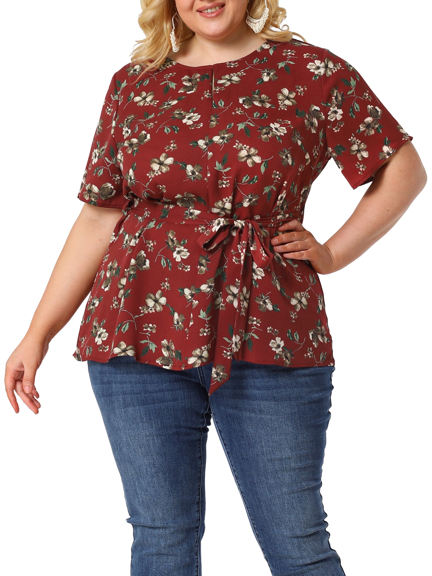 women's plus size floral tops