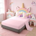 thumbnail image 3 of Erosebridal Cute Unicorn Girls 7-Piece Twin Bedding Sets,Romantic Pink Rose Blossom Flower Bedding Comforter Set For Kids,Reversible Pink, 3 of 7
