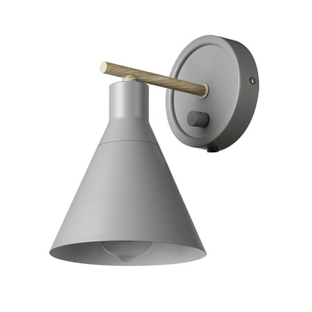 

Globe Electric Tristan 1-Light Matte Gray Plug-In or Hardwire Wall Sconce with Light Faux Wood Accents and Stepless Dimming Rotary Switch 91002223