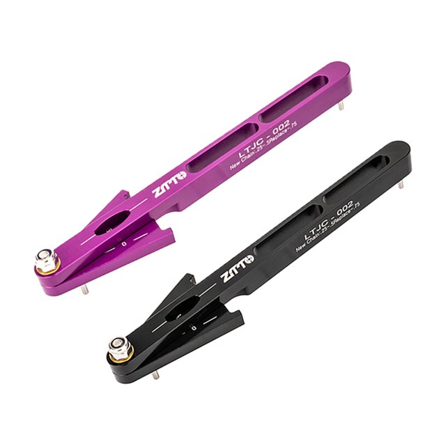 2x indicador de cadena de bicicleta, calibrador de detección de estiramiento de cadena de Metal, indicador de desgaste de cadena, regla de medición de cadena, herramienta Color Negro Violeta Zulema verificador de cadena de bicicleta