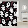 thumbnail image 2 of Manfei Halloween Ghost Print Shower Curtain 72Wx72L,Pastel Bat Pattern Bathroom Curtain, 2 of 5