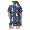 thumbnail image 3 of Girls Cute Printed Short Sleeve Button Up Pajama Set with Comfortable Shorts for Cozy Home Wear, 3 of 5