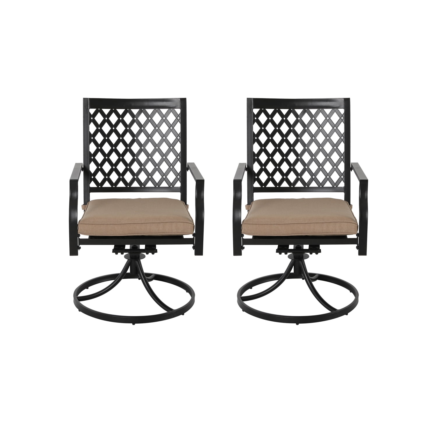 Nuu Garden 2 Piece Swivel Patio Chairs with Cushions, Set of 2 Metal