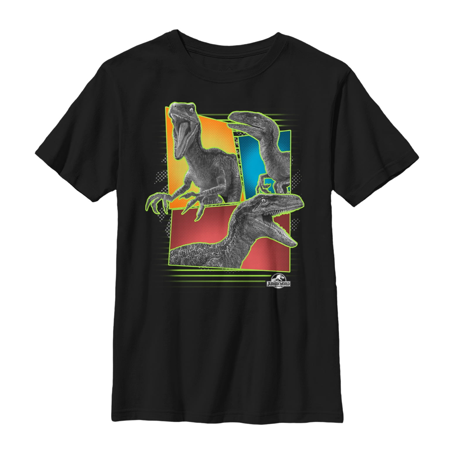 Boy s Jurassic World Retro Raptor Panel Graphic Tee Black X Small