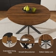 thumbnail image 2 of Ciphrias Round Extendable Dining Table 42-58 Inch Walnut MDF Wood Veneer Carbon Steel X Base Seats 4-6 Dining Room, 2 of 8