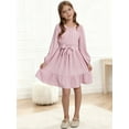 thumbnail image 3 of Hotiary 5-14Y Teens Little Girls Long Sleeve Princess Party Dress Casual Solid Color Pleated Dresses For Holiday Birthday Wedding, 3 of 8
