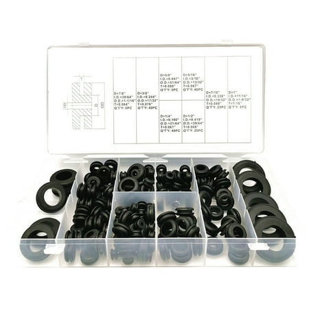 

180 Rubber Grommet Kits in 8 Sizes-Rubber Wire Loops Suitable for Wiring Plumbing Hardware Repairs and Car Repairs