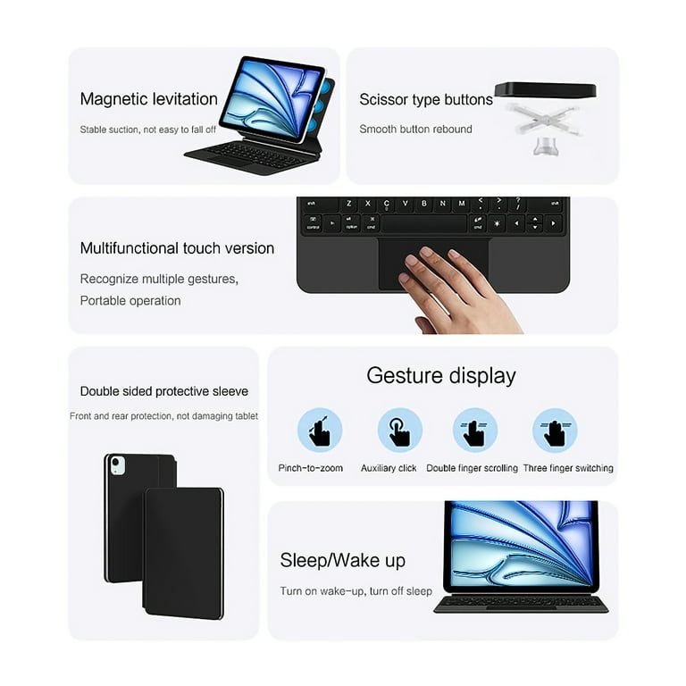 AJIUYU Magic Keyboard for iPad Air 13 Inch M2 2024, Backlit