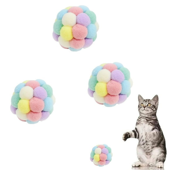 4 Pack Plush Cat Balls Colorful Cat Toy Cat Balls Interactive