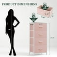 thumbnail image 3 of ACCVER Dresser for Bedroom 4 Storage drawer, Fabric Closet Chests Organizer Tower with Wooden Top Metal Frame for Living Room Hallway Entryway, Pink, 3 of 7