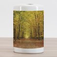 thumbnail image 2 of Fall Ceramic Toothbrush Holder, Pathway in Autumn Forest with Faded Seasonal Leaves Dramatic Romantic Season Scene, Versatile Countertop for Bathroom, 4.5" X 2.7", Yellow Brown, by Ambesonne, 2 of 4