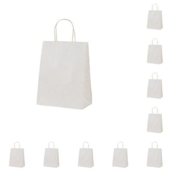 OUSITAID 10Pcs Kraft Paper Bag with Twist Handle Load-Bearing Clothes Storage Tool Anti-deform Baking Bags Biscuit Candy Cookie Bread Dark Green