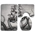 thumbnail image 1 of GOHAO Kraken Octopus 3 Piece Bathroom Rugs Set Bath Rug Contour Mat and Toilet Lid Cover, 1 of 2