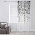 thumbnail image 3 of Grey Botanical Semi Sheer Curtains Drapes for Living Room, Bedroom, French Doors Window 54 Inches Long, Weeping Eucalyptus Leaves Watercolor Rod Pocket Chiffon Curtain Drapery Voile Draperies Panel, 3 of 6