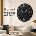 thumbnail image 6 of 12 Inch Wall Clock Silent Non Ticking, Preciser Modern Style Decor Clock for Home, Office, School, Kitchen, Bedroom, Living Room (Black), 6 of 9