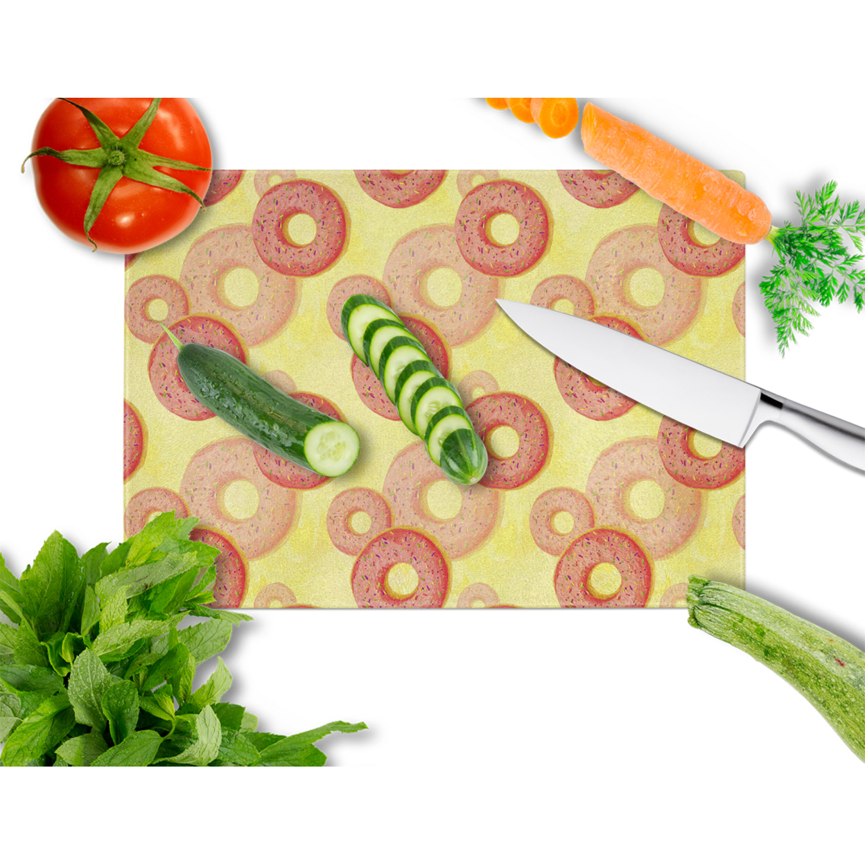 Watercolor Just Donuts Glass Cutting Board Large