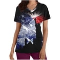thumbnail image 2 of TIMIFIS Womens Scrub Tops Uniform 4th of July Patriotic Scrub Summer V Neck Short Sleeve T Shirts Working Nursing Scrub Tops with Pockets - Spring/Summer, 2 of 5