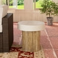 thumbnail image 2 of COSIEST Outdoor Medium Side Table, Patio Coffee Table, 19.7 inches Round MgO Table with Faux Wooden Pedestal Base, End Table for Patio, Garden, Backyard, Antique Beige, 2 of 8