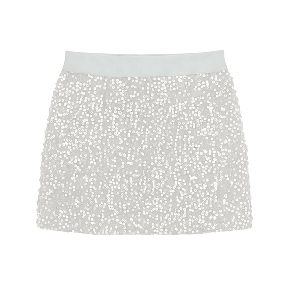 ClodeEU Women's Sequin Bodycon Mini Skirt ,Solid Color Glitter Party Pencil Skirt White,Womens Plus L
