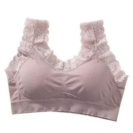 

EHTMSAK Wireless Wireless Bra for Women V Neck Everyday Sports Bralettes with Strap Pink Free