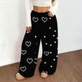 thumbnail image 4 of Wide Leg Pants Women Sweatpants Women's Casual Solid Color Drawstring Elastic Waist Sweatpants Side Pockets Black XXL, 4 of 7
