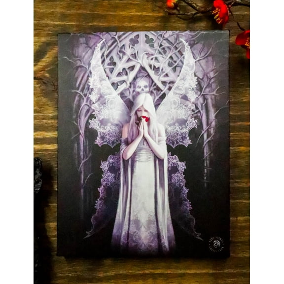 Ebros Anne Stokes Only Love Remains Skull Fairy Wood Framed Picture Canvas Decor