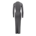 thumbnail image 5 of XIYON Dresses For Women Elegant Casual Bodycon Midi Dress With Stand Collar Long Sleeves And Waist Tucking Ruffle Details For Daily Wear Outfit Vacation, 5 of 5