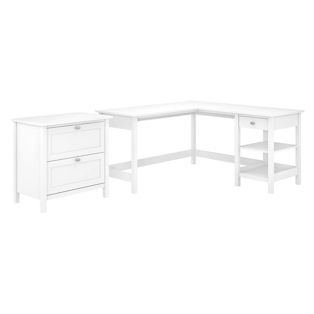 Bush Furniture Broadview 60W L Shaped Computer Desk with 2 Drawer